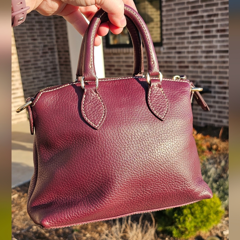 Dooney & Bourke Purple Pebble Leather Satchel - Picture 2 of 6